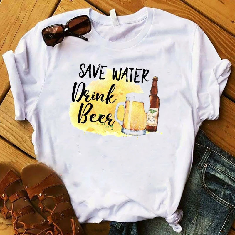 Женская футболка с надписью Save Water Beer и графическим принтом|Футболки| |