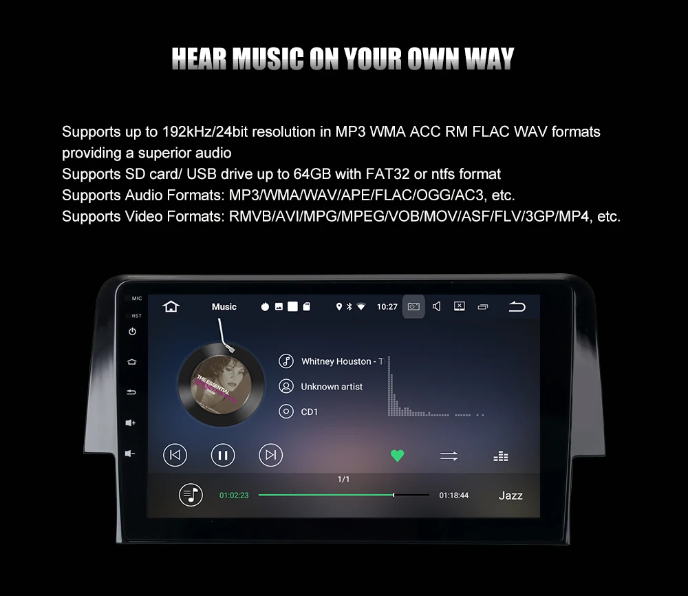 Discount Dasaita 9" Android 8.1 Car GPS Player for Honda Civic 2015-2016 with Octa Core 2GB Ram Auto Radio Multimedia GPS NAVI 4G LTE 8