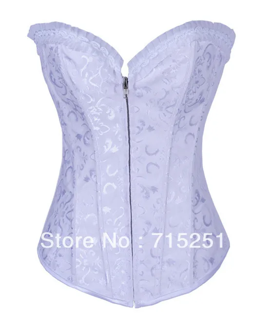 New Direct manufacturers Quality assurance Silver Clubwear Zippered Front Corset 2Colors S-2XL Free shipping E2615Z-WHT | Женская одежда
