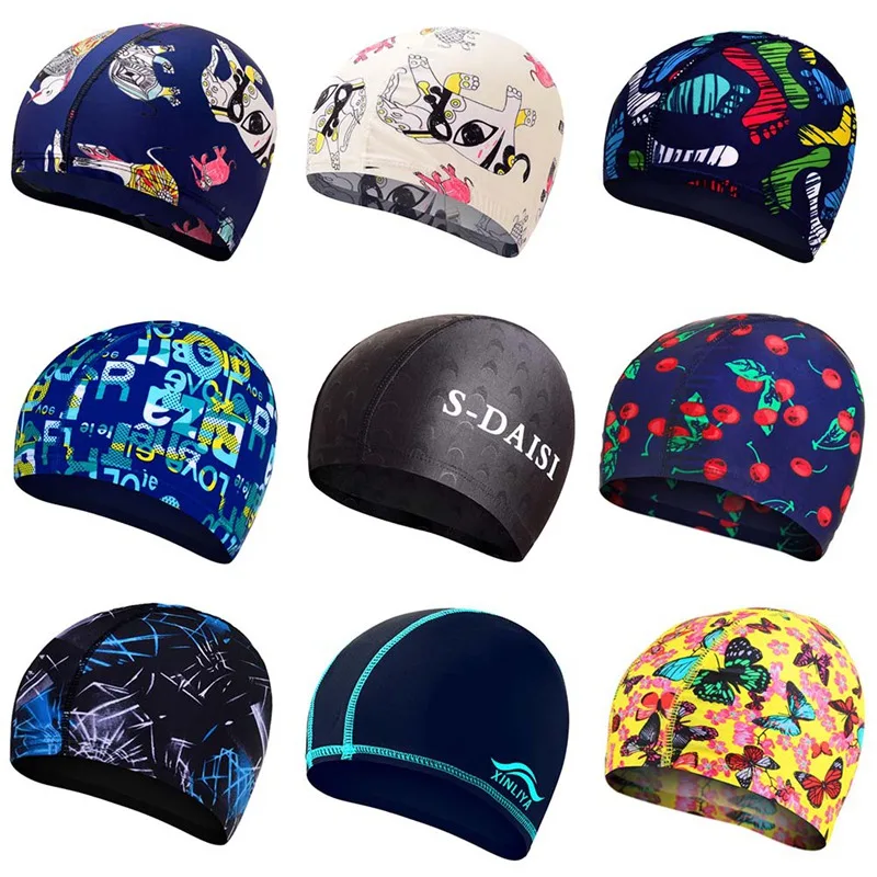 

2019 Adult Elastic Swimming Caps Waterproof Protect Ears Long Hair Soft Bathing Cap