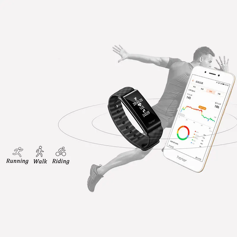 HUAWEI HONOR Band A2 смарт Браслет фитнес браслет OLED сообщение трекер сердечного ритма