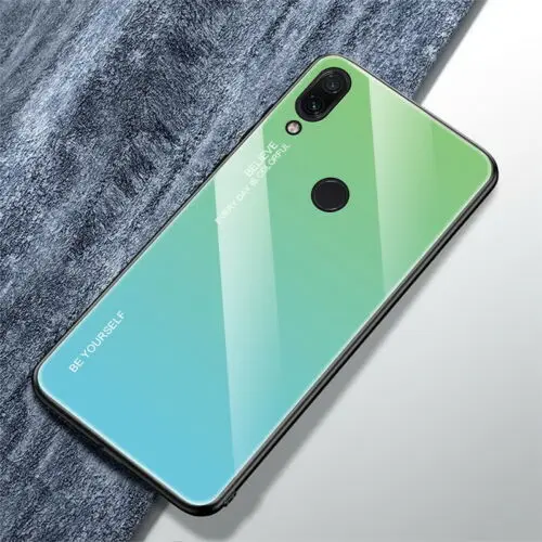 Градиентный чехол из закаленного стекла для Xiao mi 9 Red mi Note 7 Pro Pocophone F1 mi 8 mi A2 Lite 6X 5X A1 Note 7 9, защитный чехол - Цвет: Green-Light Green