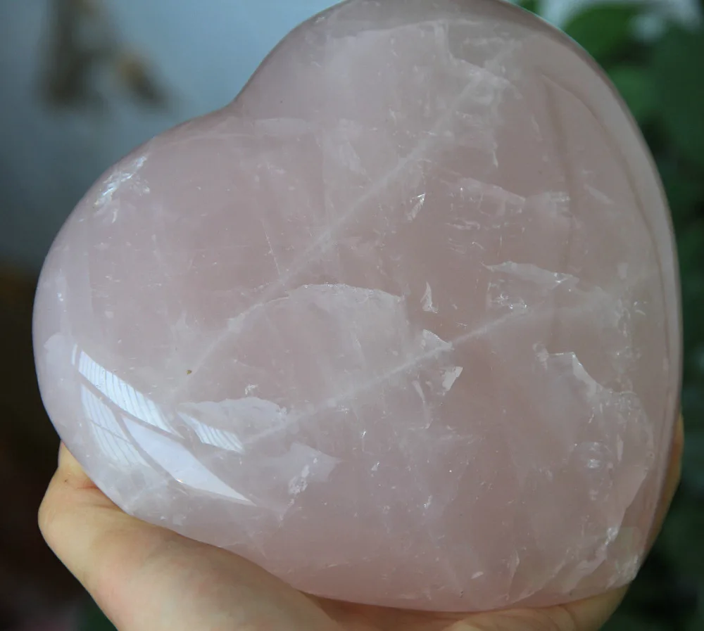 

huij 00754 NATURAL PRETTY ROSE QUARTZ CRYSTAL HEART HEALING Bronze Statue