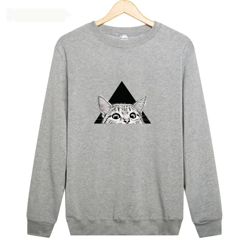 

Women Printed Casual Long Sleeve Round Neck Hoodies Sweatshirt Pullover Plus Size Gray Black