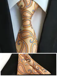 8 см Классический Дизайн Формальные комплект галстуков джентльменский Свадебная вечеринка наборы шейных платков желтый с синим платок с