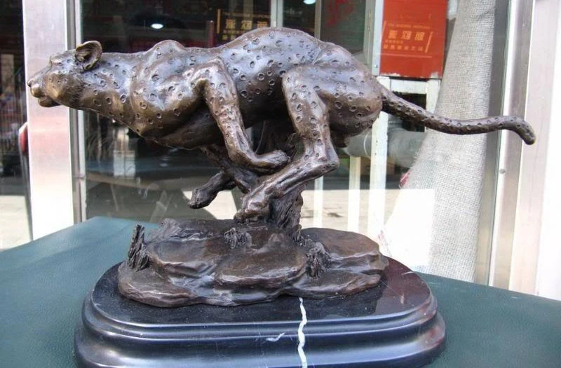 

Art Pure Bronze & Marble gallop Fly leopard sculpture