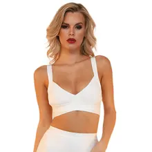 Белое высококачественное искусственное волокно эластичное трикотажное женское сексуальное Новое модное Бандажное короткое кроп-топ