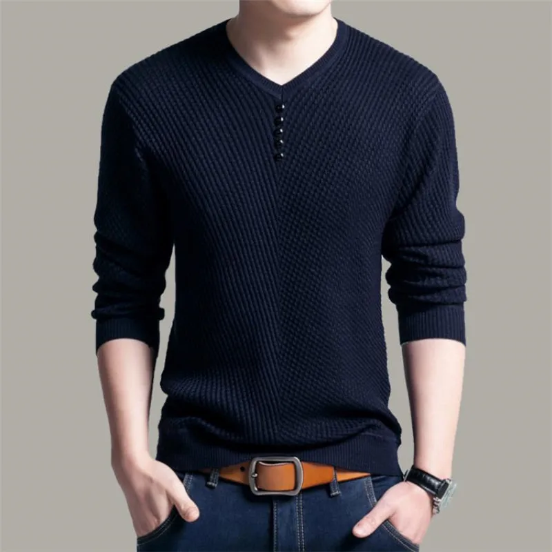 Solid Color Sweater Men V Neck Men Sweater Long Sleeve Mens Sweaters Wool Casual Dress Cashmere Knitwear