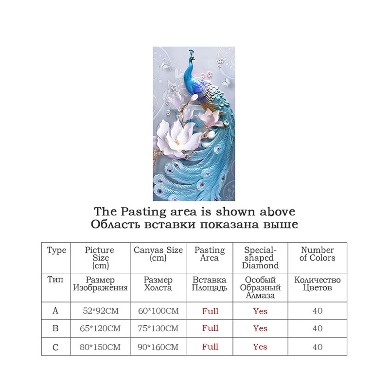 Meian-Peacock-DIY-Diamond-Painting-Special-Flowers-Diamond-E-Stitch-Diamond-Mosaic-Bead-Picture