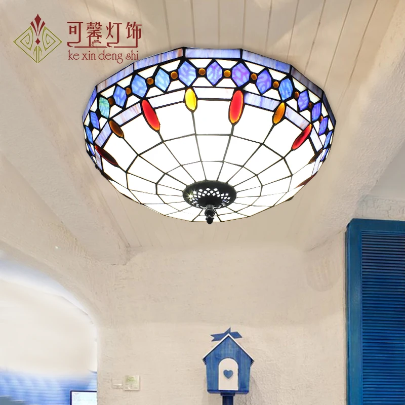 

Mediterranean ceiling lamp round bedroom lamp study room children's room led simple ceiling lamp