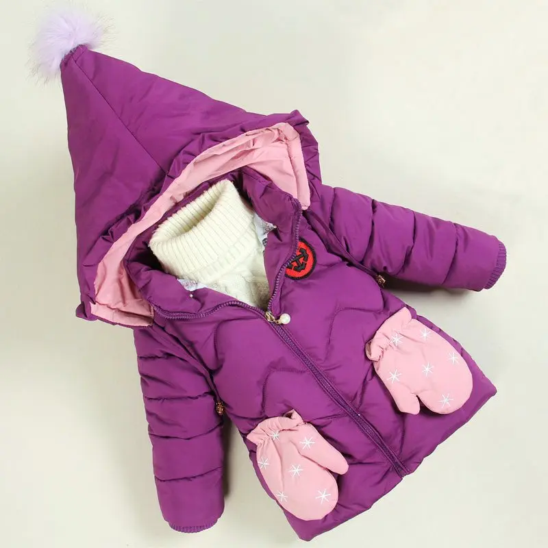 Новая зимняя одежда для маленьких девочек пальто для девочек Зимний зимний комбинезон для маленьких девочек модная одежда с капюшоном и длинными рукавами для маленьких девочек - Цвет: purple