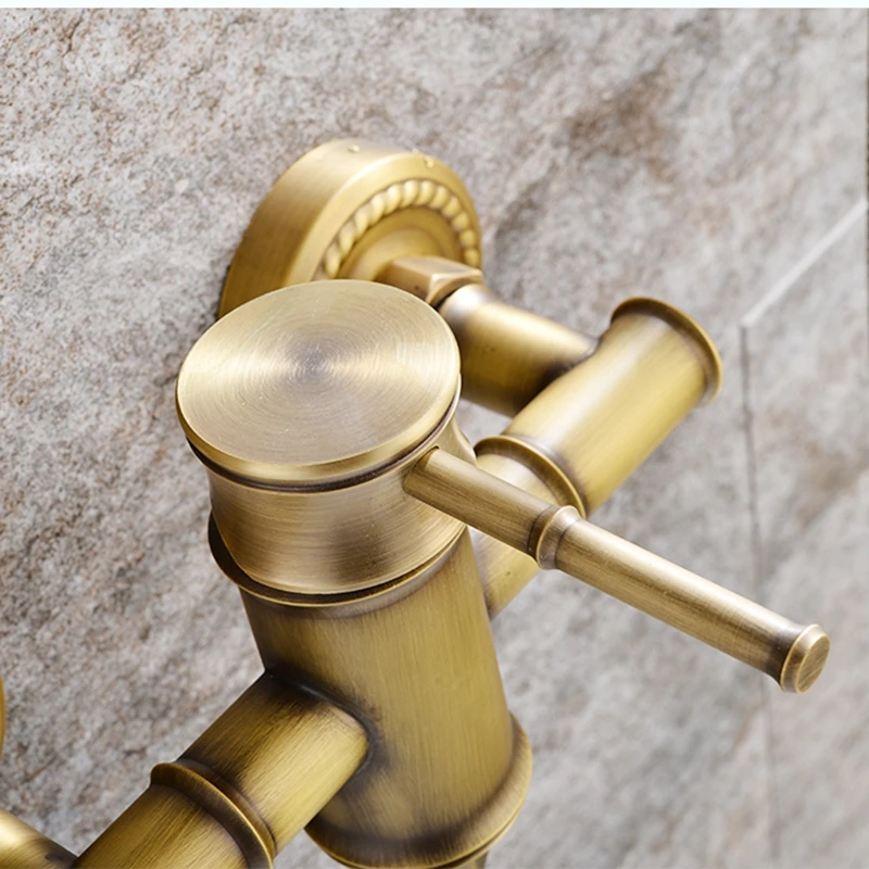 Bathtub Faucet Shower Set Shower Faucet Bathroom Bamboo Bath Shower Faucets Set Bathtub Faucet Water Mixer Crane Tap Antique Bronze Finished with Hand Shower