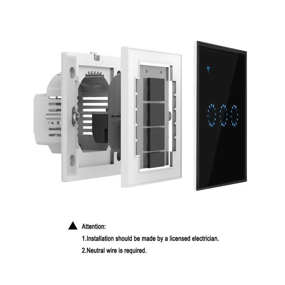 WiFi умный настенный светильник, переключатель, стеклянная сенсорная панель, таймер, переключатели, беспроводное управление, голосовое управление, работает с Alexa Google IFTTT EU