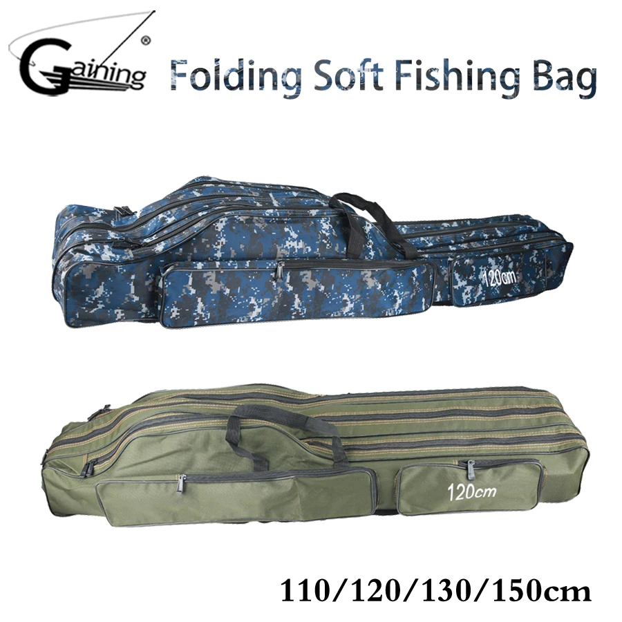 

3-Layer Fishing Bag 110/120/130/150cm Portable Foldable Fishing Rod Carrier Fish Pole Tools Storage Bag Case