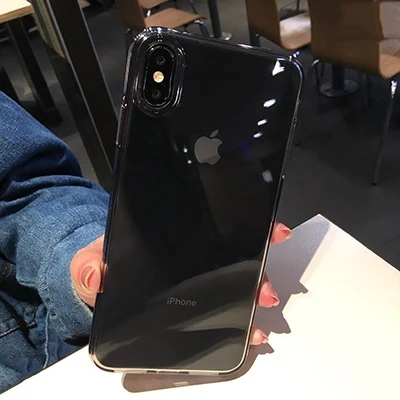 SUYACS 7 ярких цветов прозрачный противоударный чехол для телефона для iPhone 11 Pro Max 7 8 Plus X XS Max XR 6 6S Ультратонкий Мягкий ТПУ задняя крышка - Цвет: Transparent Black