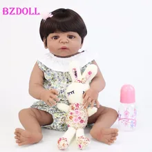 55 см полностью силиконовая кукла-Реборн, как настоящая черная кожа, новорожденные дети, живая кукла Bebe, игрушка для купания девочек, Bonecas