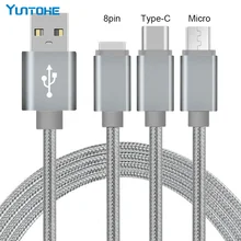 Usb-кабель для iPhone XS Max XR X 8 7 6 5 зарядное устройство 3 в 1 Micro USB кабель для мобильного телефона USB type-c кабель 20шт