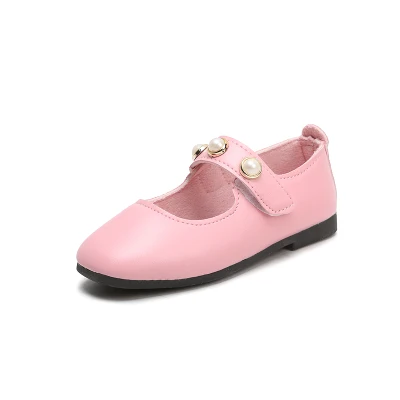Г., детская кожаная обувь новая весенняя обувь на плоской подошве для девочек, принцесса, полосатый бант, бисером, детская обувь для танцев, повседневные тонкие туфли - Цвет: Beaded