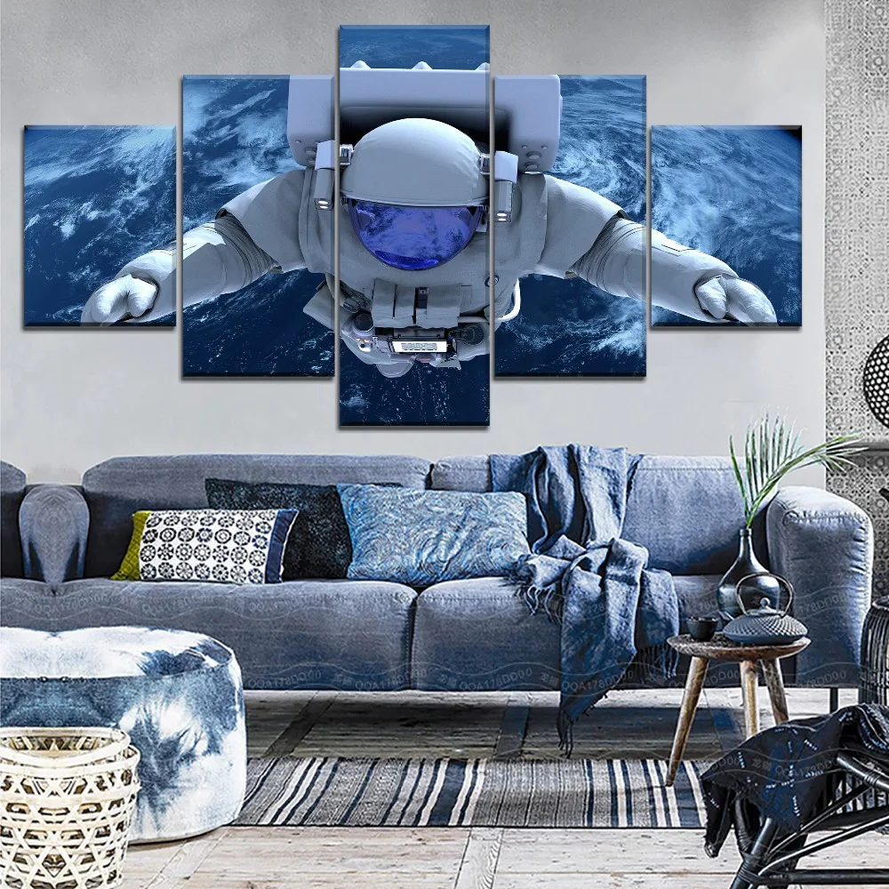 Waliicorners 5 Panel cosmonaut Space landscape Canvas Printed Painting For Living Room Wall Decor HD Picture Artworks Poster2 6