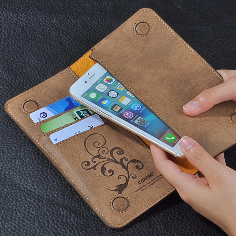 Универсальная Сумочка чехол для телефона для iPhone 7 Plus 8 X чехол для Xiaomi M6 6,0 дюймов Флип Бумажник кожаный чехол CORNMI