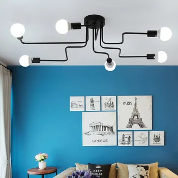 

Vintage Ceiling Light Iron Multiple Rod Creative Retro Personality Luminaria Industrial Led Home Lighting Fixture Ceiling Lamp