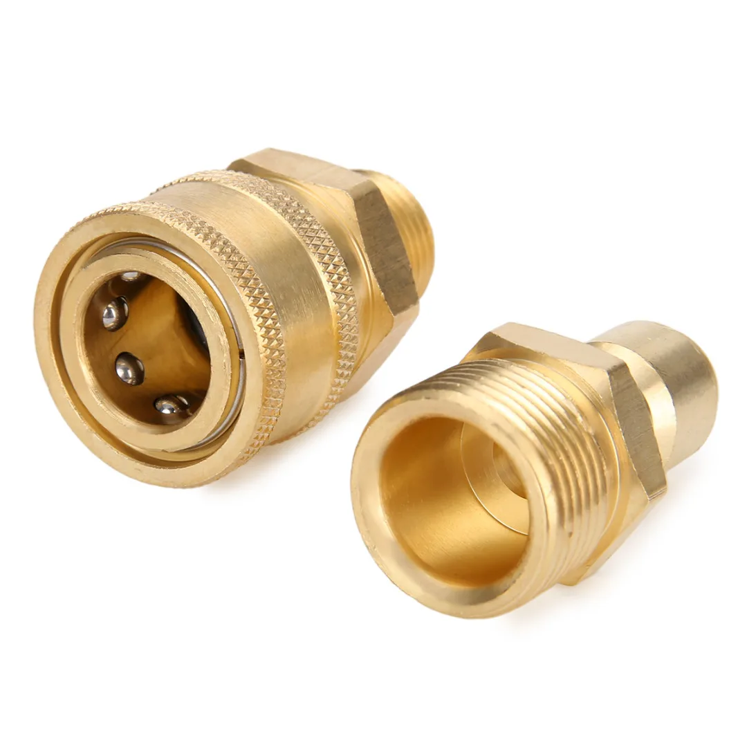 1 Pair Brass Quick Couplers 3/8" M22 Quick Release Pressure Washer Adapter Connector Coupling 14.8MM For Garden Joints