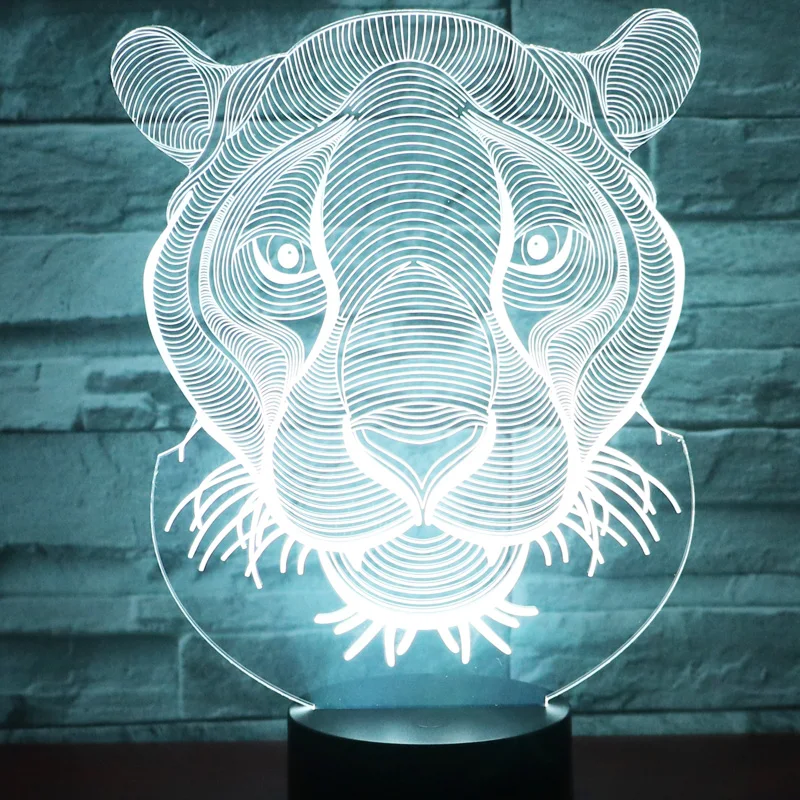 3D светодиодный светодиодные ночники Лев с 7 цветов свет для украшения дома лампы удивительный визуализации Оптические иллюзии Awesome