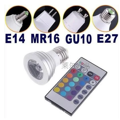 

Free shipping Energy Saving 4w GU10 E27 MR16 RGB E14 LED Bulb Lamp light Color changing IR Remote