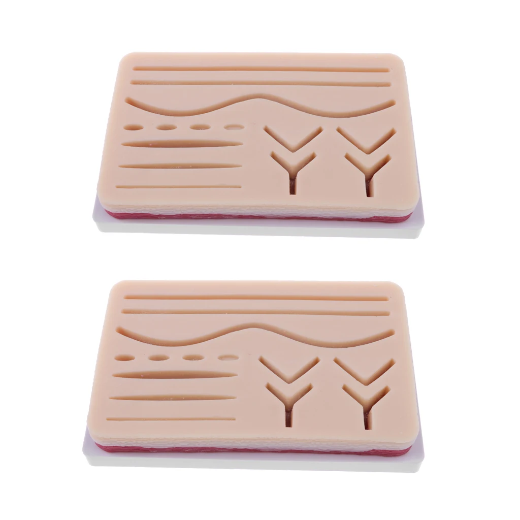 2 Sets Human Skin Wound Suture Pad Model Suturing Repeated Practice Kits School Medical Teaching Nurse Trainning Lab Supplies