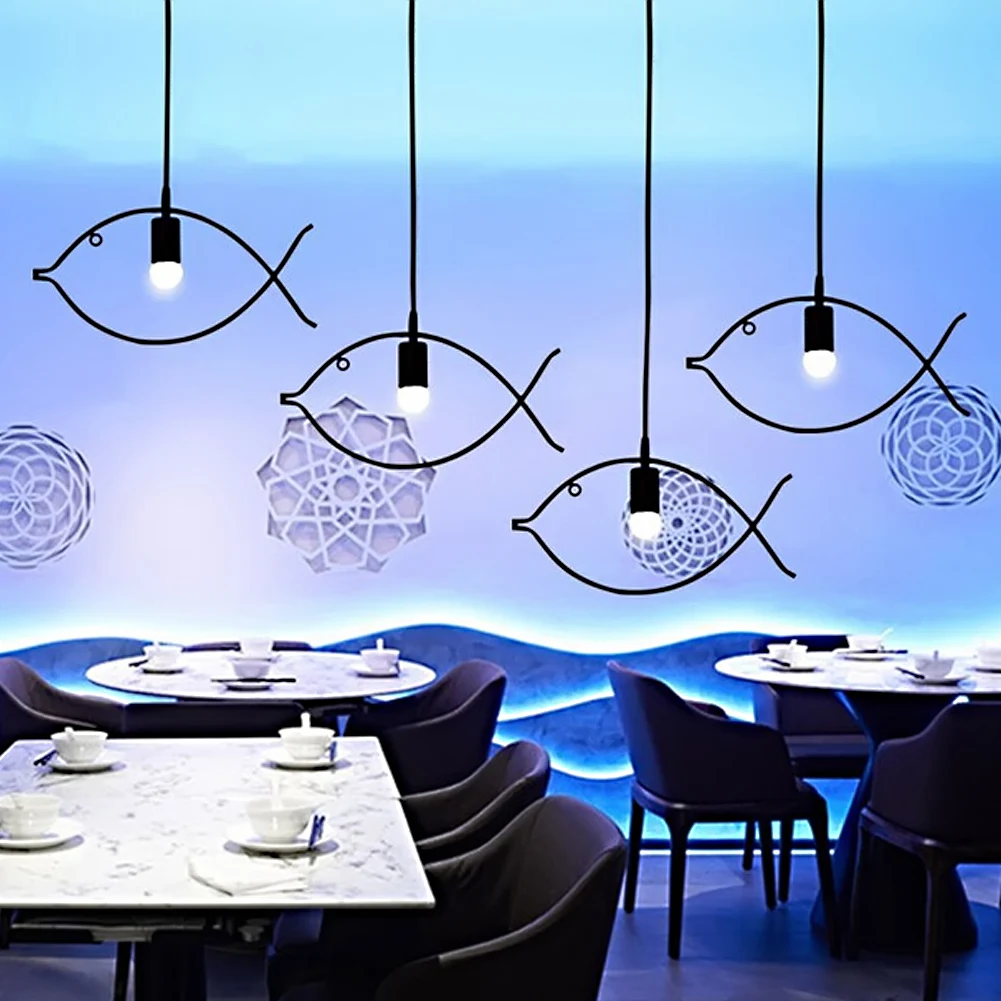 

Modern Contracted Fly Fish Suspension Lights Creative Swarm Fishes Chandelier Living Room Light Fishes Hanging Lamps