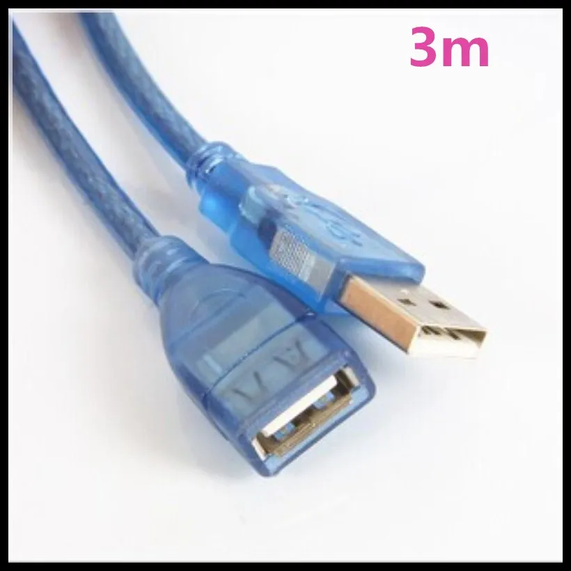 

FreeShipping 10pcs/lot 10ft USB 2.0 A/A Male to Female Extention Cable 3M Blue