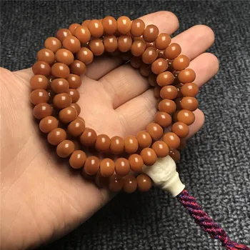 

Wholesale Fine Quality Natural Weathered Bodhi Root 108 Mala Prayer Beads Bracelet Yellow Bodhi Root Apple Beads Men Hand String