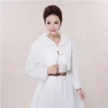 Женская Леди с искусственным мехом для девочек, состоящий из футболки с длинными рукавами и пелериной и Обёрточная бумага с воротником с бортами помпонами, на шнуровке белого цвета, накидка на плечи, пашмины невесты Свадебная вечеринка Jack