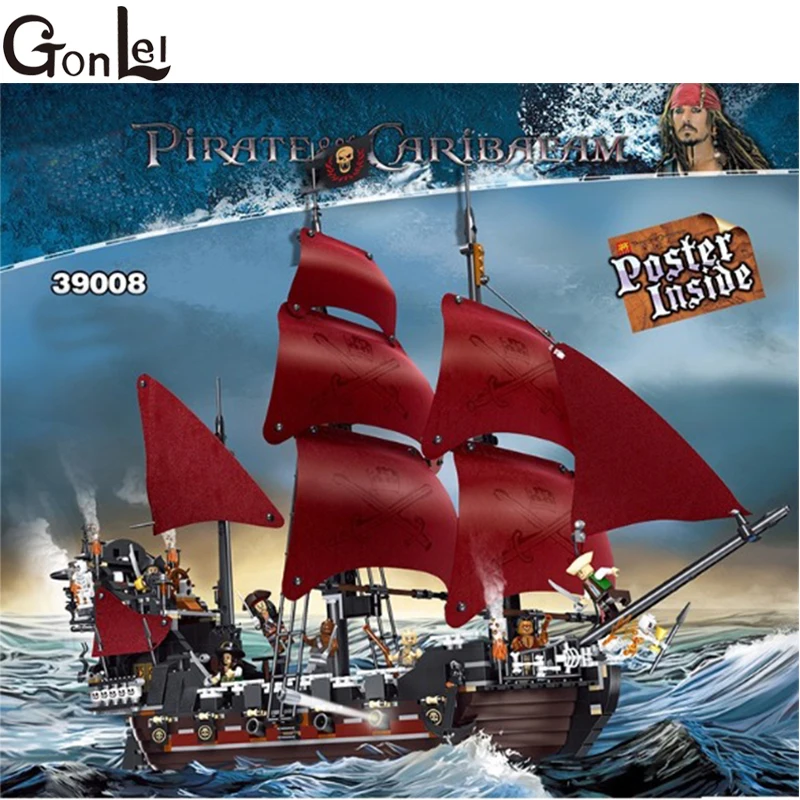 

GonLeI New 16009 1151pcs Queen Anne's revenge Pirates of the Caribbean Building Blocks Set Compatible with 4195 Kids toys