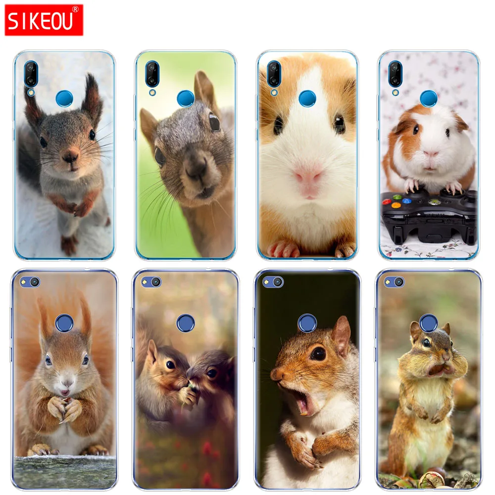 

Silicone Cover Phone Case For Huawei P20 P7 P8 P9 P10 Lite Plus Pro 2017 p smart 2018 squirrel Guinea Pig Mouse peanut greedy
