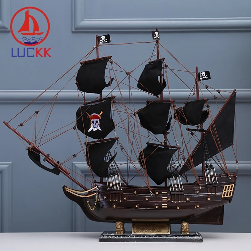 LUCKK 70 см черный жемчуг пиратские корабль деревянная модель парусника украшение интерьера дома аксессуары сборка вечерние подарки Декор