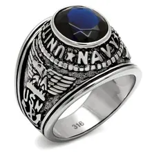 * 2016 macho Militar ejército hombres anillo de acero Inoxidable anillo de dedo de la Marina de Los Estados Unidos Contra el efecto de la piedra de cristal Sintético Libre gratis