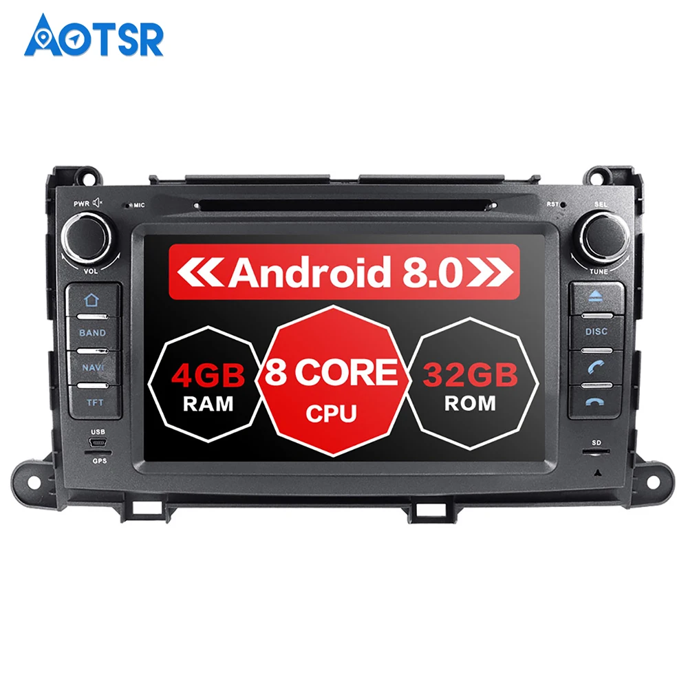 

Android 8.0 2 din Car Radio for Toyota Sienna XL30 Multimedia 2010 2011 2012 2013 2014 9" 2.5D IPS Screen SWC carplay WIFI BT 4G