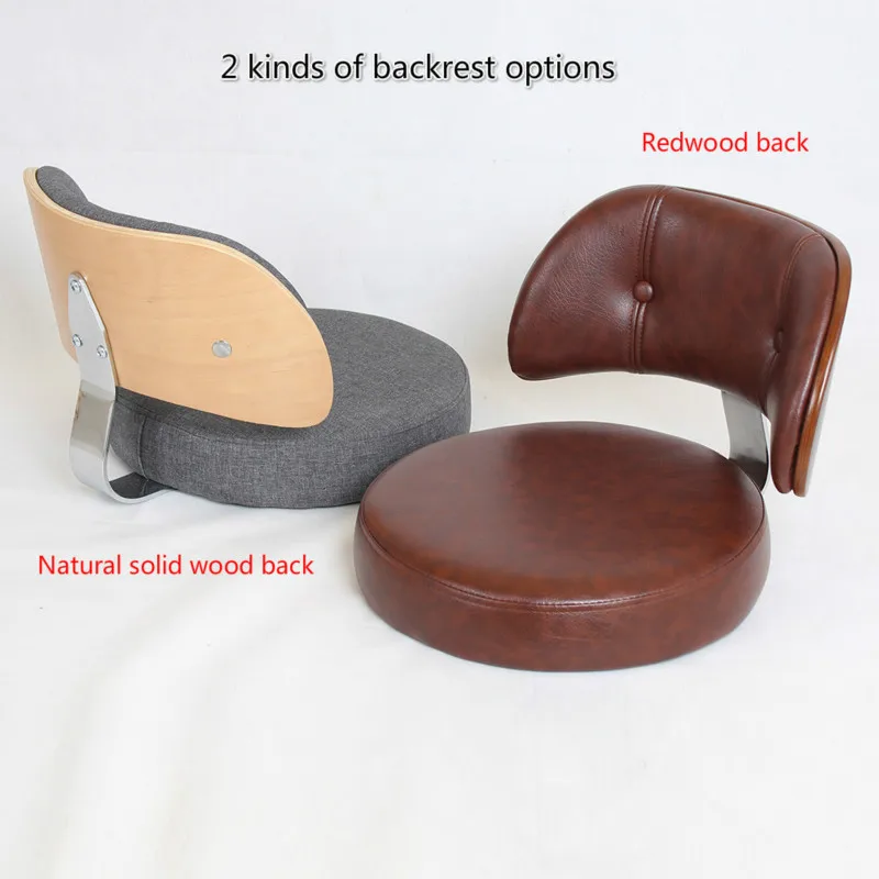 Bar Stool Nordic Bar Chair Linen Fabric Bar Stool PU Fabric Rotating Chair Solid Wood Backrest Cashier Front Desk High Stool