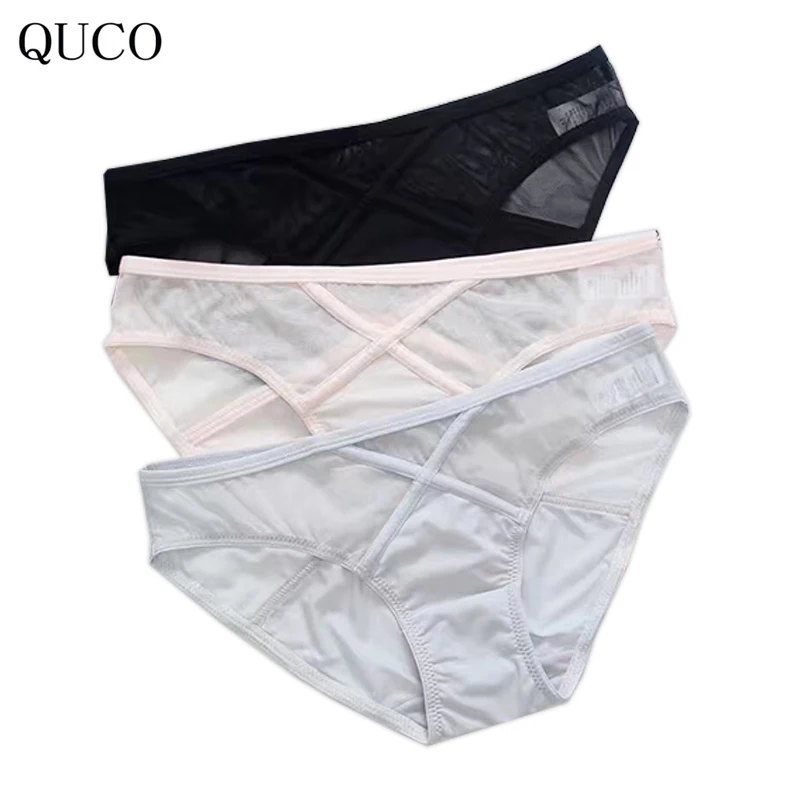 QUCO brand Woman Underwear Women's Cotton Briefs Solid Cute Bow Low