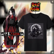 Hoozuki no Reitetsu аниме унисекс футболка Летняя хлопковая рубашка с короткими рукавами футболки красивый узор Цвет Черный 6