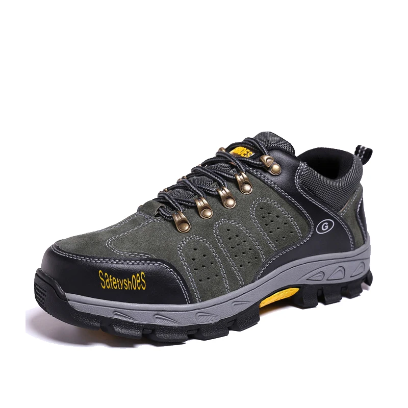 

Leather Men Boots Steel Toe Cap Anti-Smashing Anti-Puncture Breathable Durable Outdoor Work Safety Shoes Autumn Winter Footwear