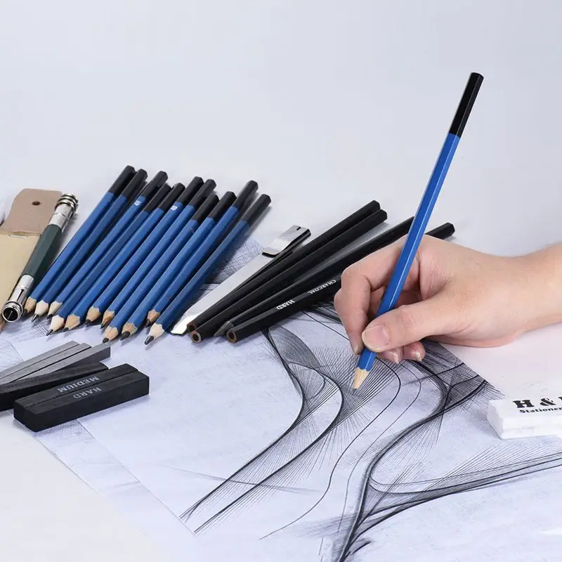 33 точилка профессиональный рисунок карандаш для эскизов комплект эскиз графит угольные карандаши палочки резинки писчая, для рисования