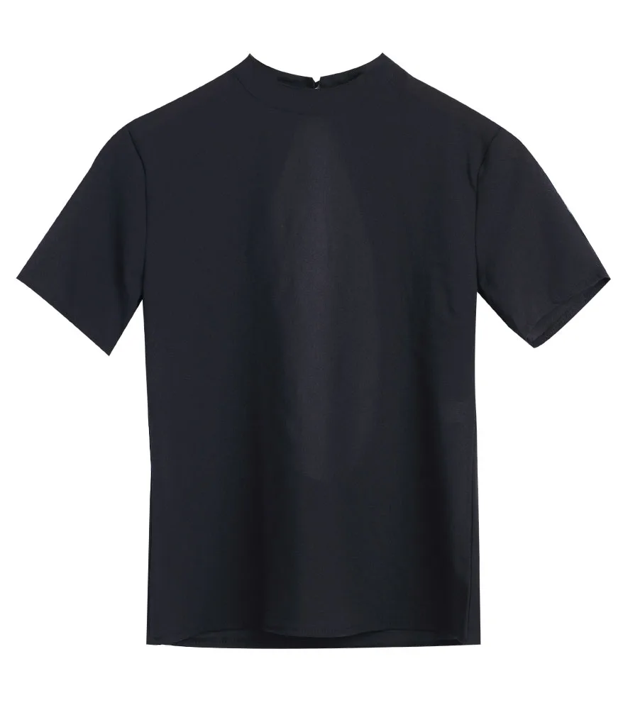 2019 جديد مثير المرأة بلوزة الأزياء الأسود مفتوحة عارية الذراعين قمم قصيرة الأكمام قميص المرأة الصيف بلون الملابس انخفاض الشحن