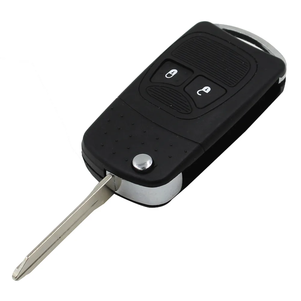 Ключ для отбортовки флип-кейс для листвы чехол без выреза пустой для CHRYSLER DODGE JEEP 2 кнопочный ключ автомобиля Оболочка Чехол Fob