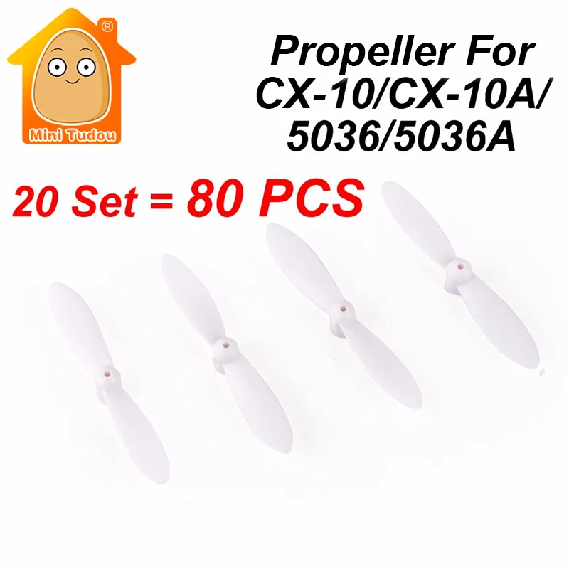 

MiniTudou Quadcopter Parts For CX-10 CX-10A CX-10C CX-10D CX-10W CX-10WD H20 Propeller Rotor Blade 20Set=80PCS