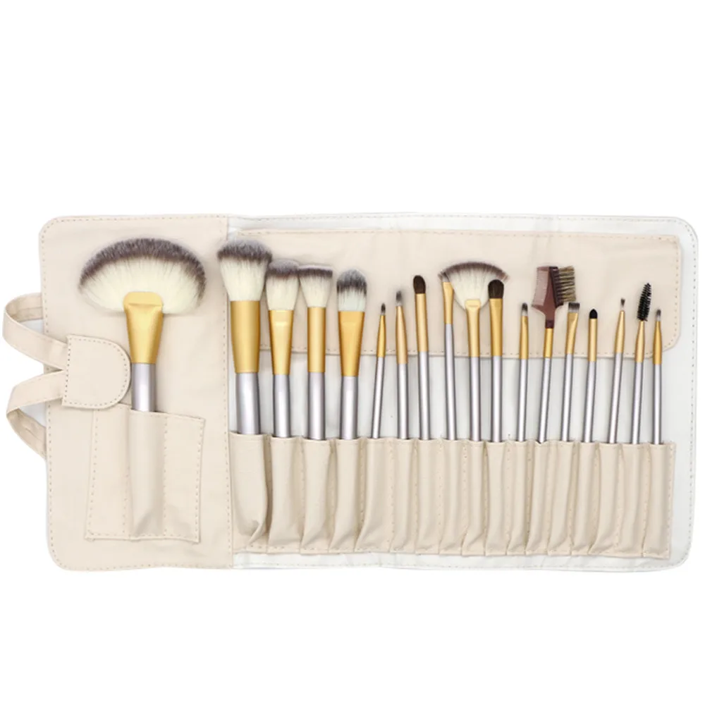 Champagne Color Makeup Brushes Set 12/18/24Pcs Synthetic Professional Cosmetic Foundation Brush