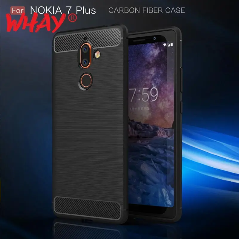 Carbon Case For Nokia 7 Plus Soft TPU Silicon Luxury business Style 6 5 Back Phone Cover on Coque |