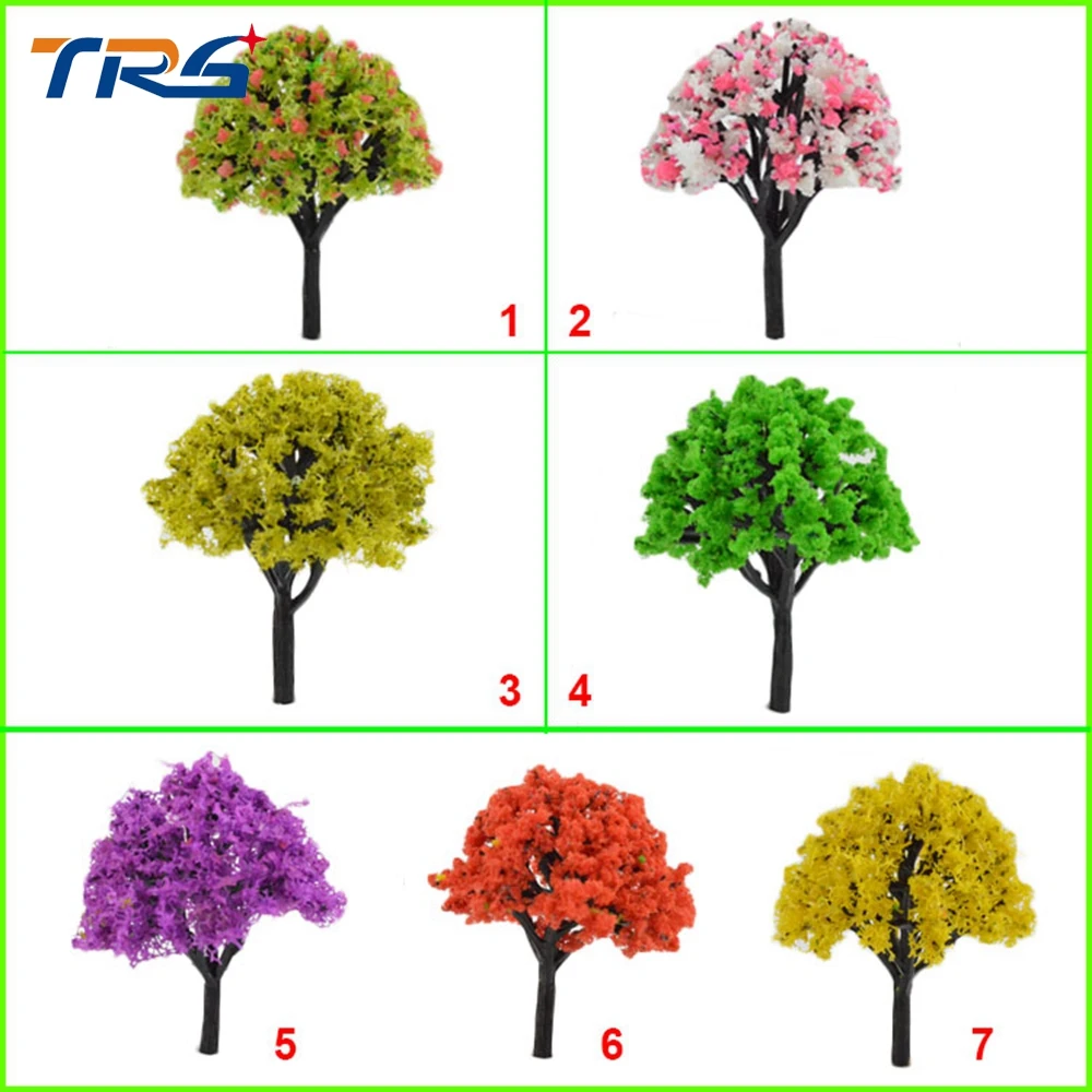 

100pcs height 4cm-8cm Mixed Color Trees Plastic Model Tree Scenery Landscape Scale Tree for Model design