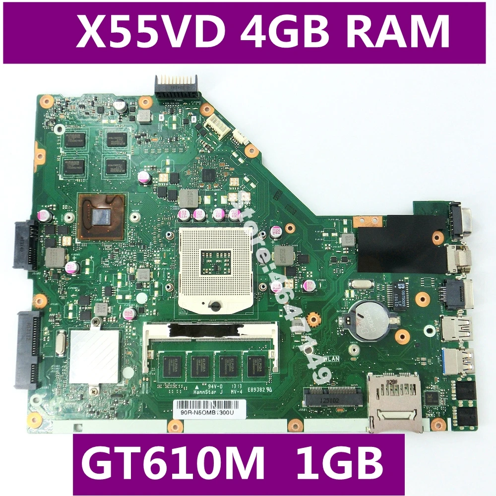  X55VD GT610M 1GB 4GB RAM Mainboard REV 2.1/2.2 For ASUS X55V X55VD Laptop Mainboard USB3.0 DDR3 X55